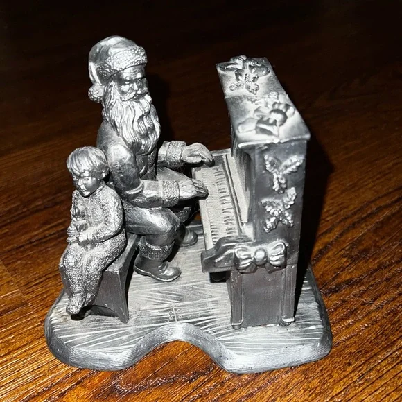 Vintage Rare Michael Ricker Pewter Sitting Santa & Cory Piano Limited Edition - Picture 1 of 12